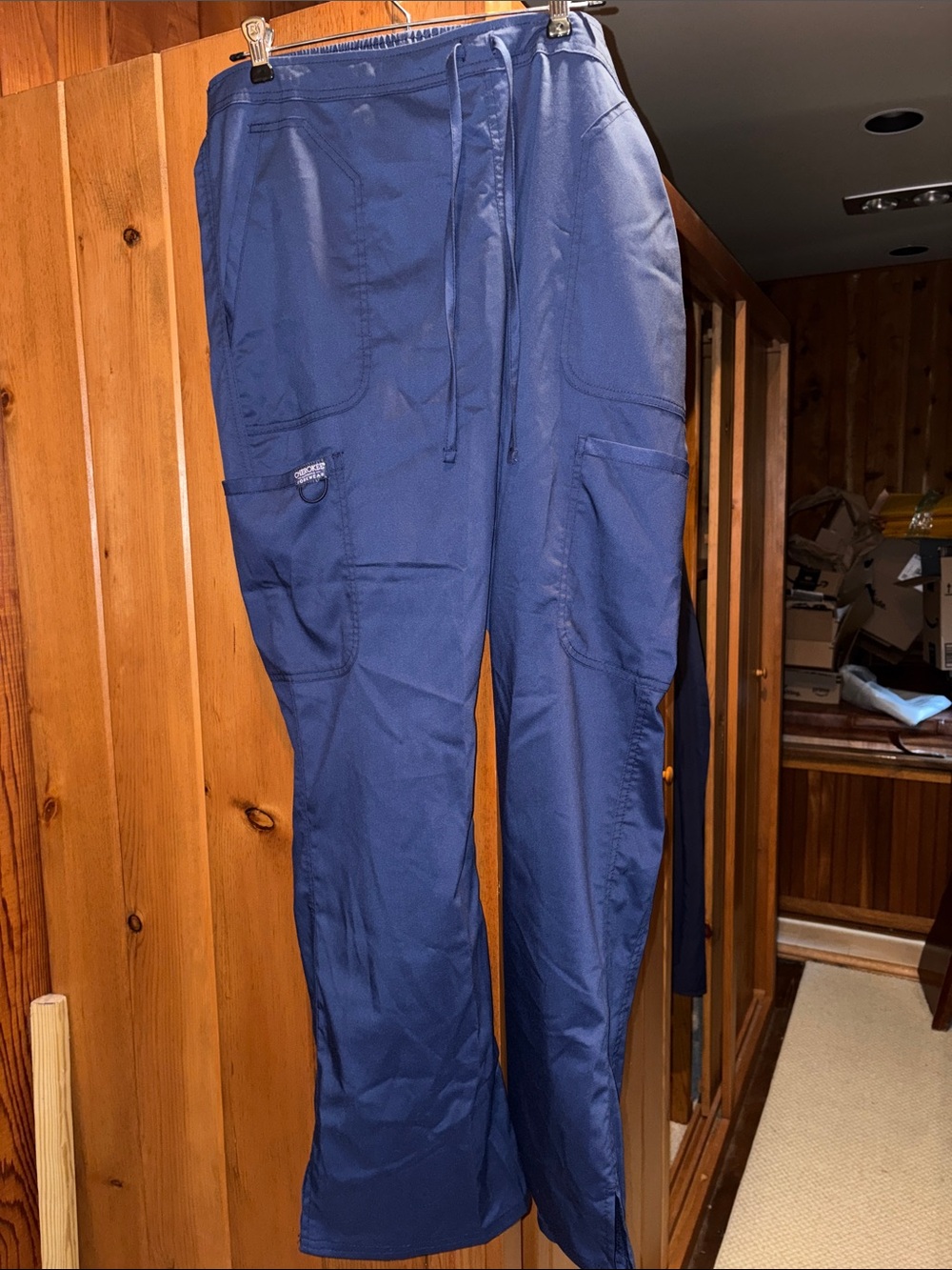Women’s Navy Cargo Scrub Pants - Adjustable Waist
